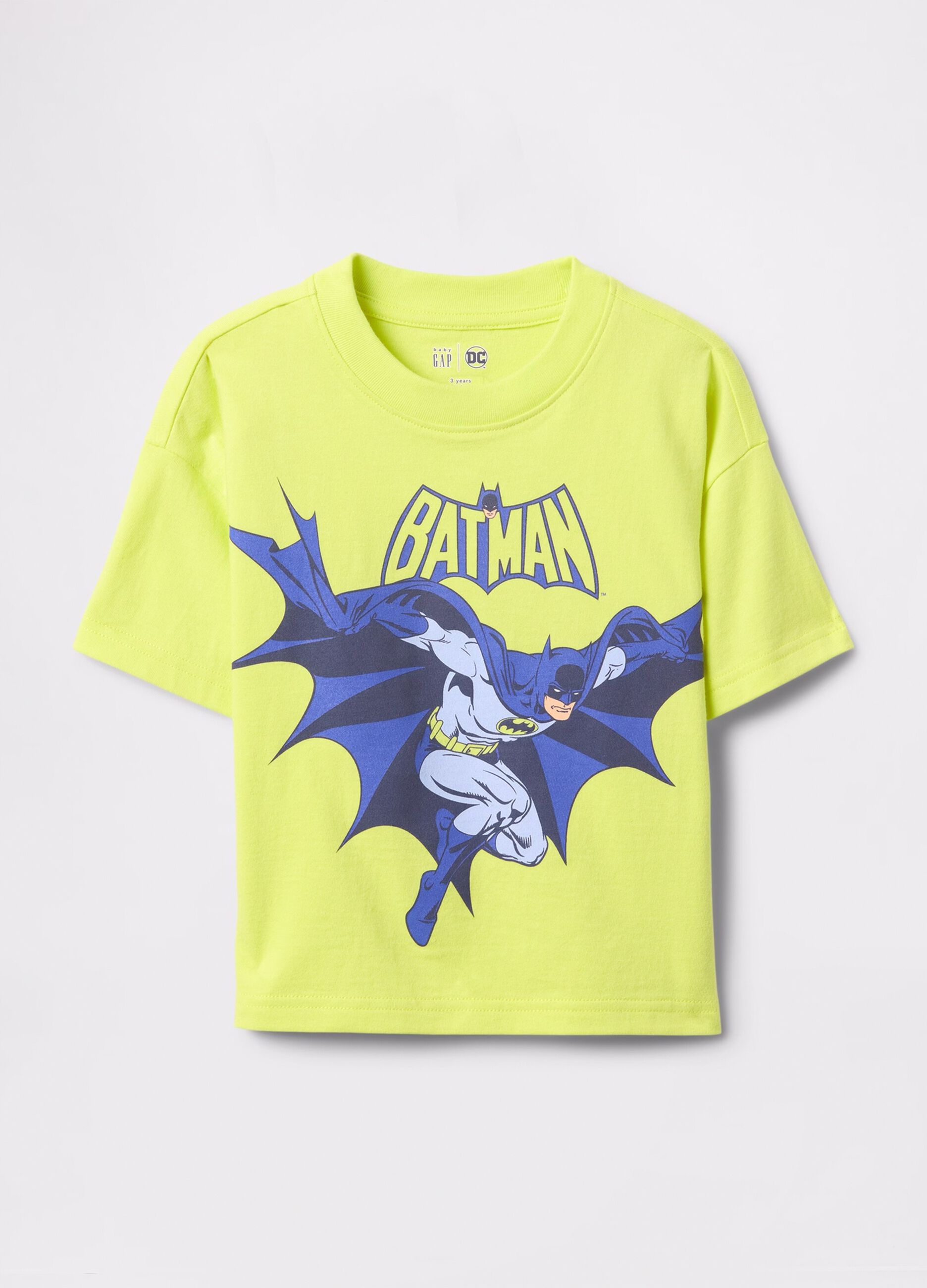 Yellow cotton T-shirt with Batman print