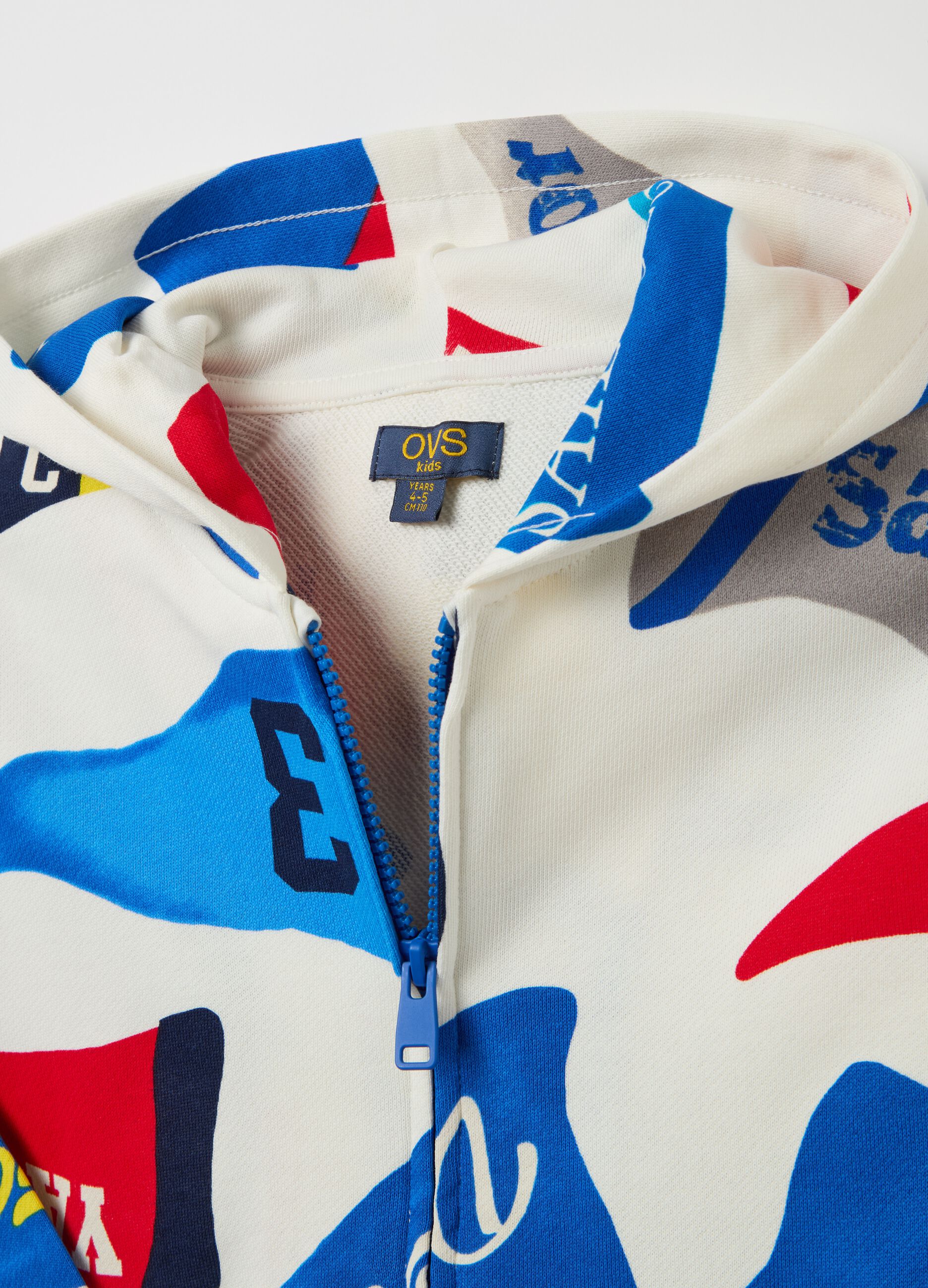 Full-zip hoodie with nautical print