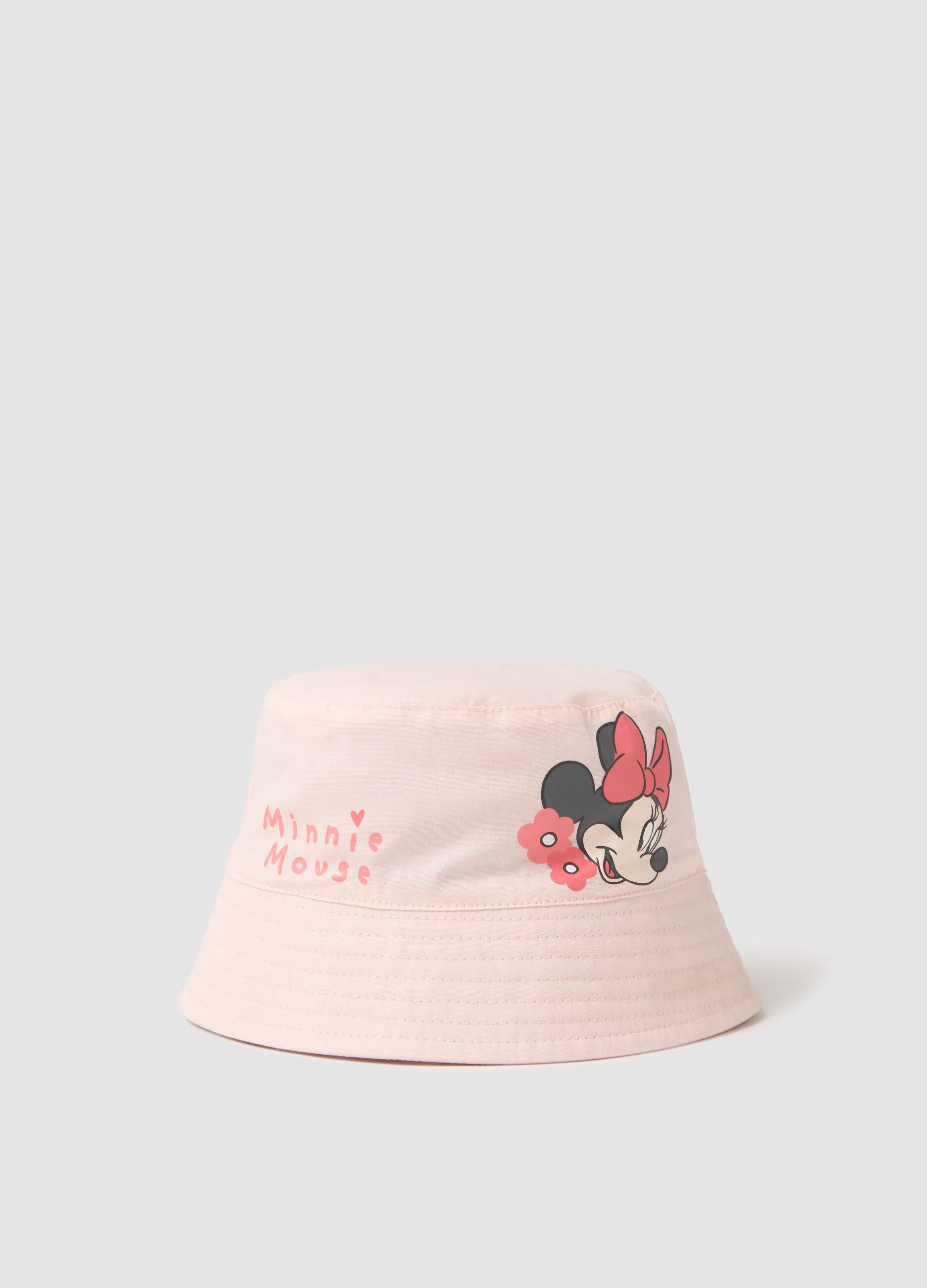 Pink fishing hat with Minnie Mouse print