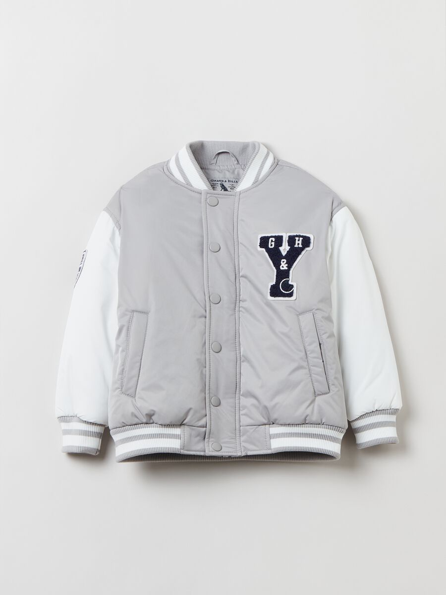 Giacca varsity imbottita con patch lettering_0