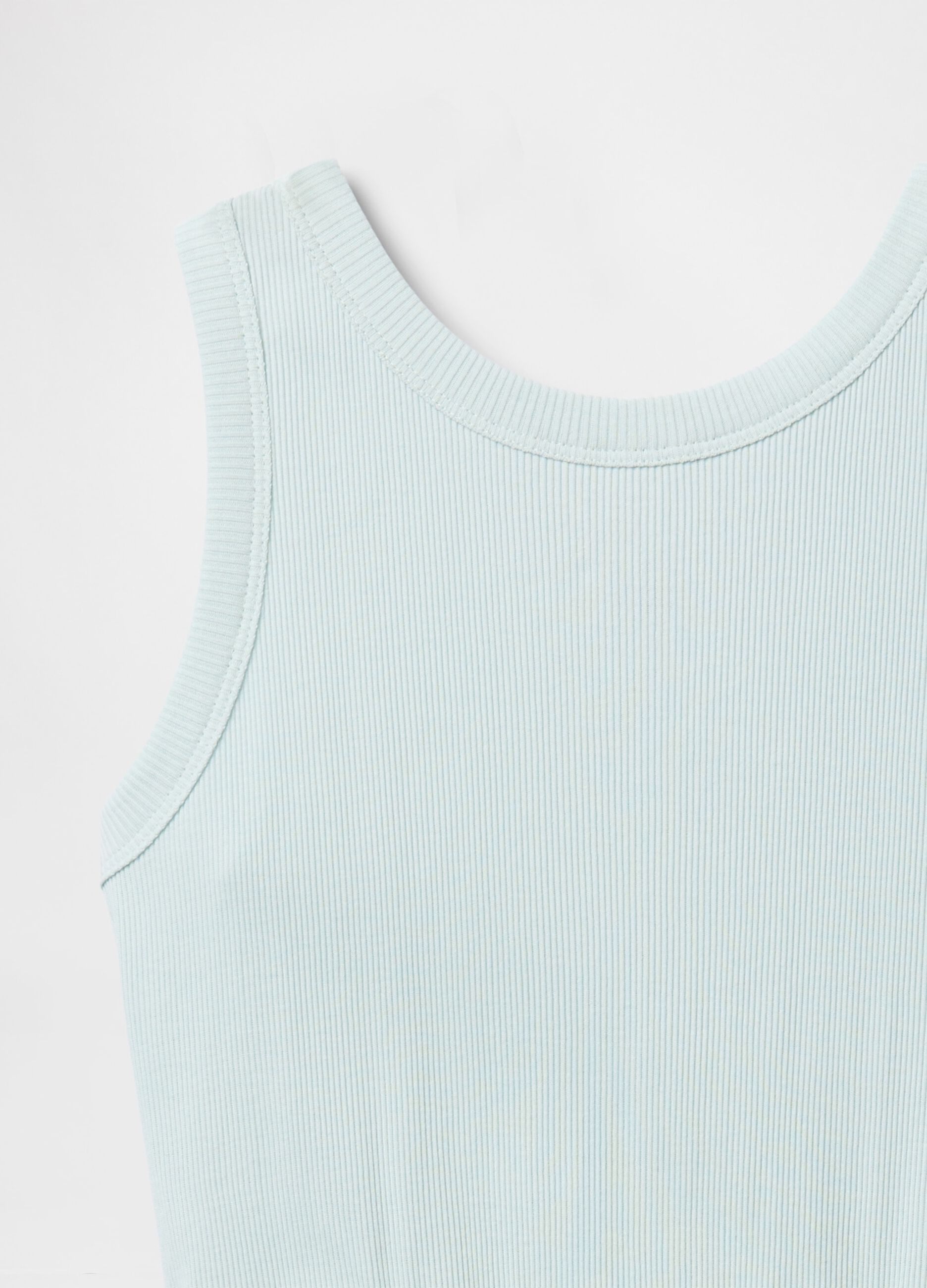 Green and blue sleeveless cotton dress