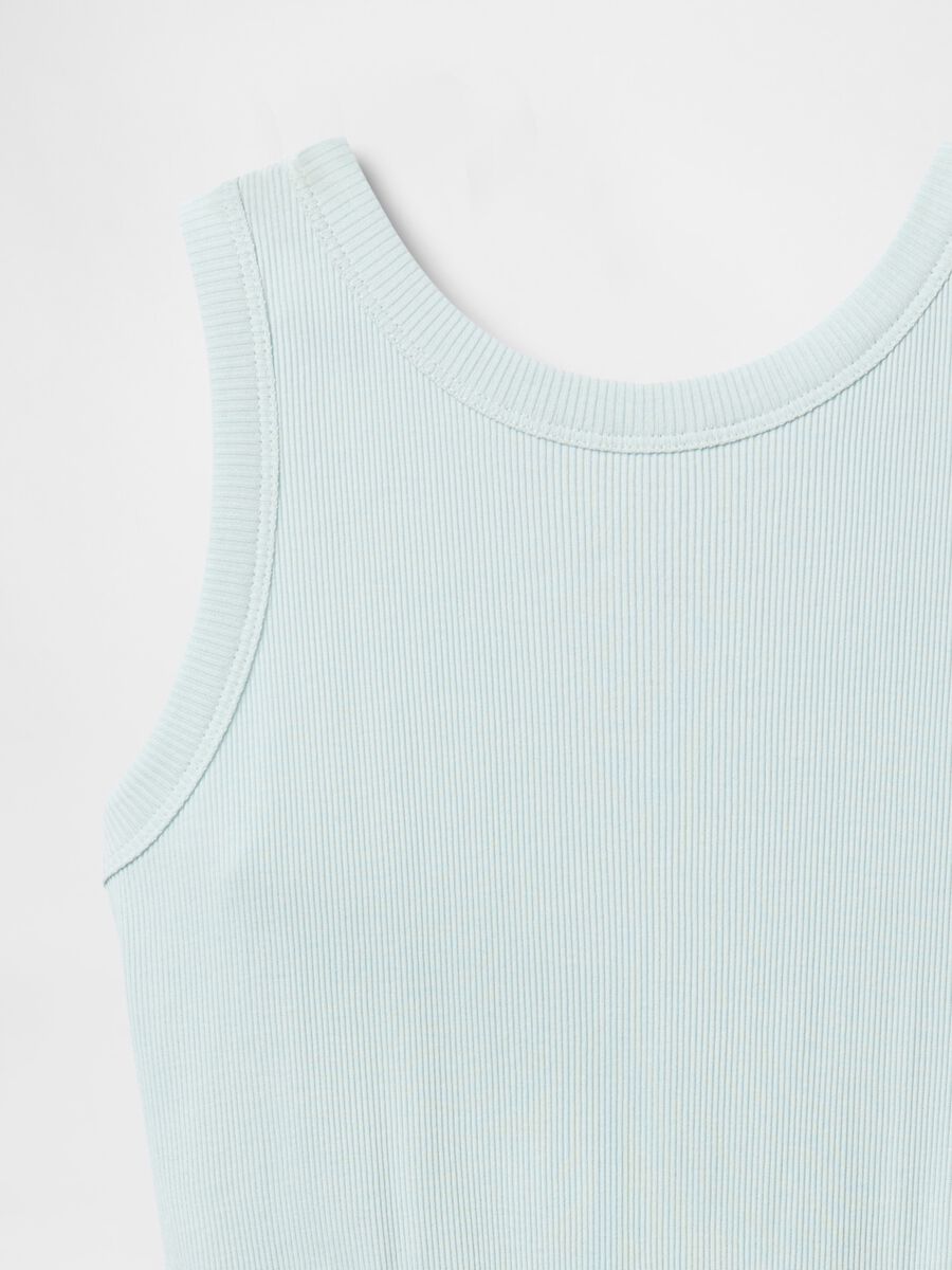 Green and blue sleeveless cotton dress_3