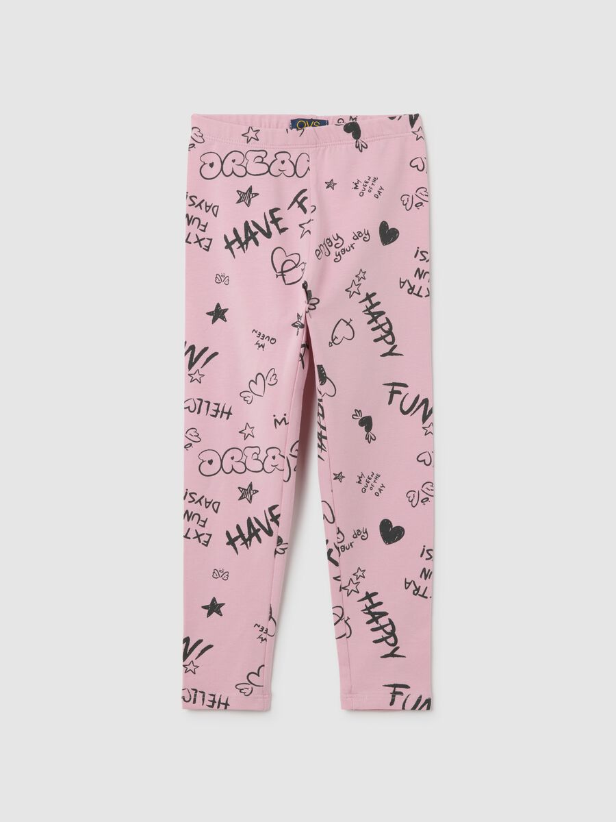 Girls' Pink Stretch Cotton Leggings_0