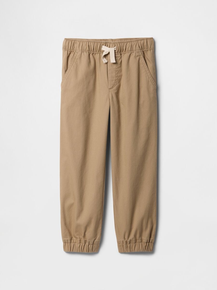 Pantaloni jogger marroni in cotone elasticizzato_1