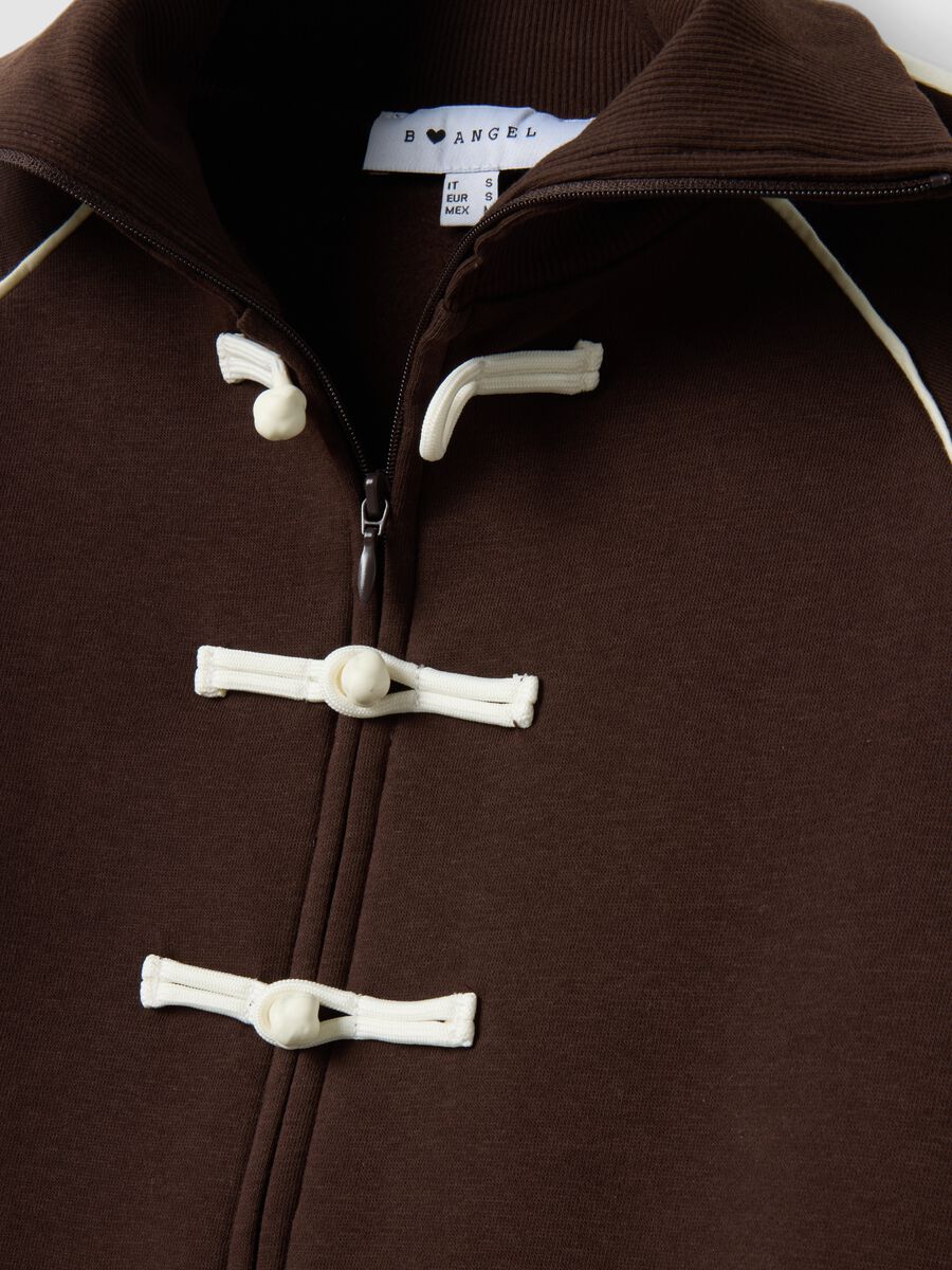 Brown cotton-blend sweatshirt with collar_1