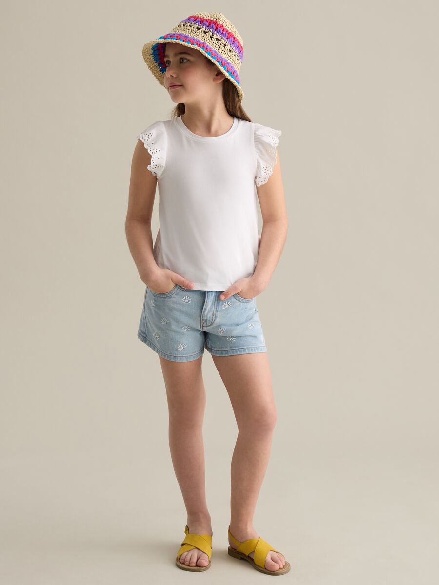 Denim shorts with flowers embroidery_1