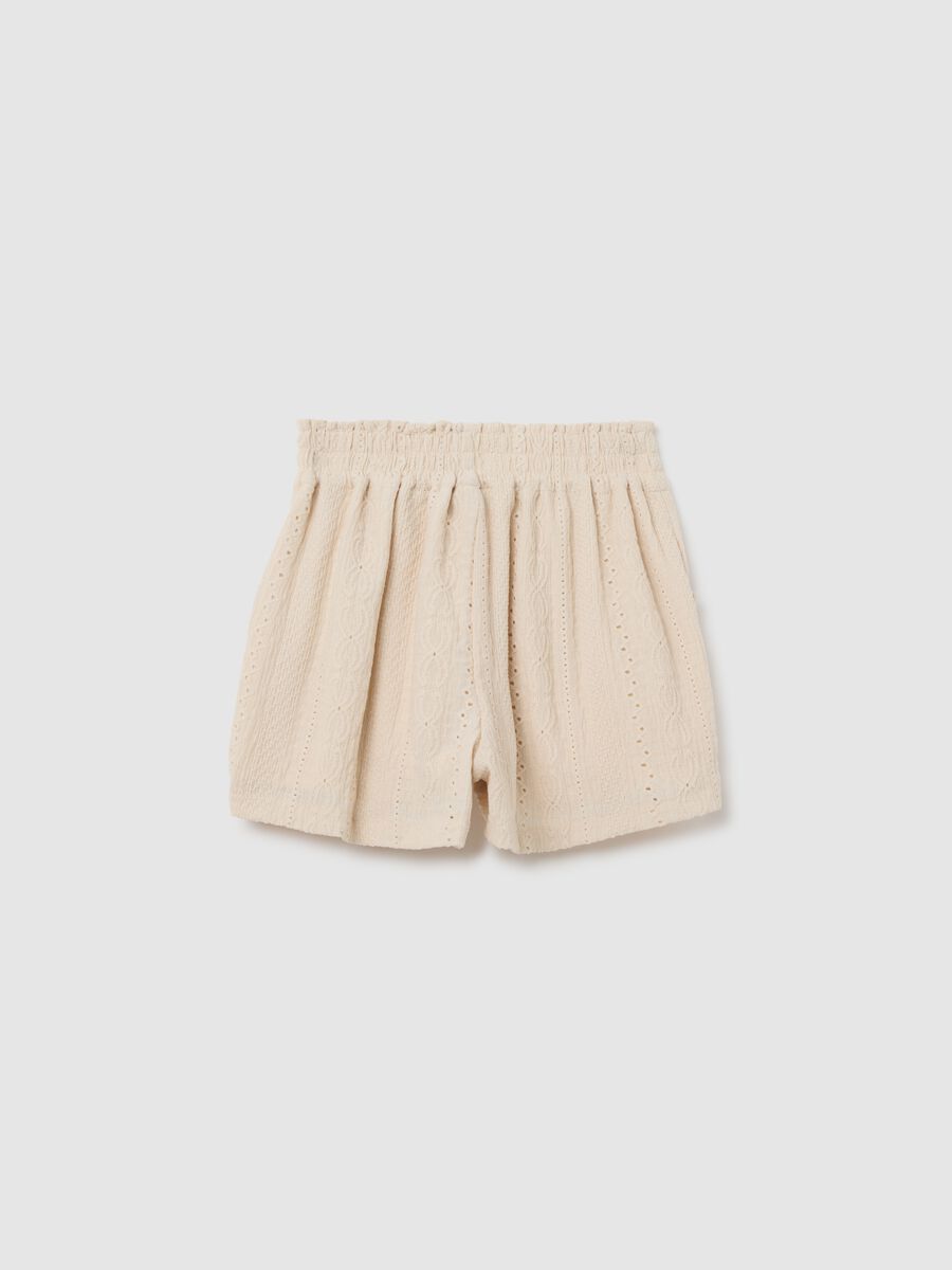 Girls' Beige Stretch Fabric Shorts_1