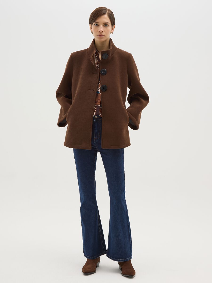 Regular fit brown coat with buttons_1