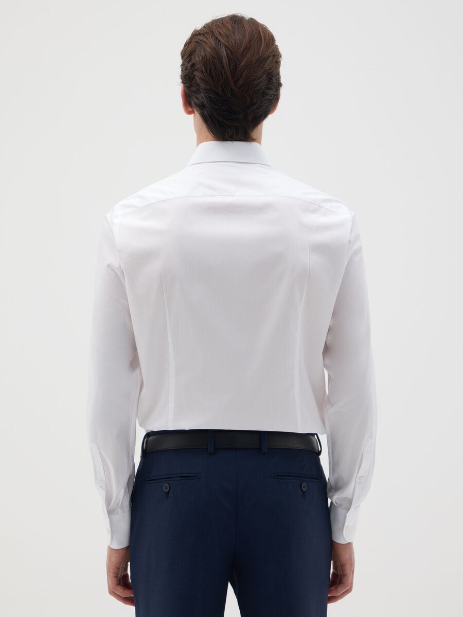 Camicia da uomo in puro cotone bianca slim fit_1