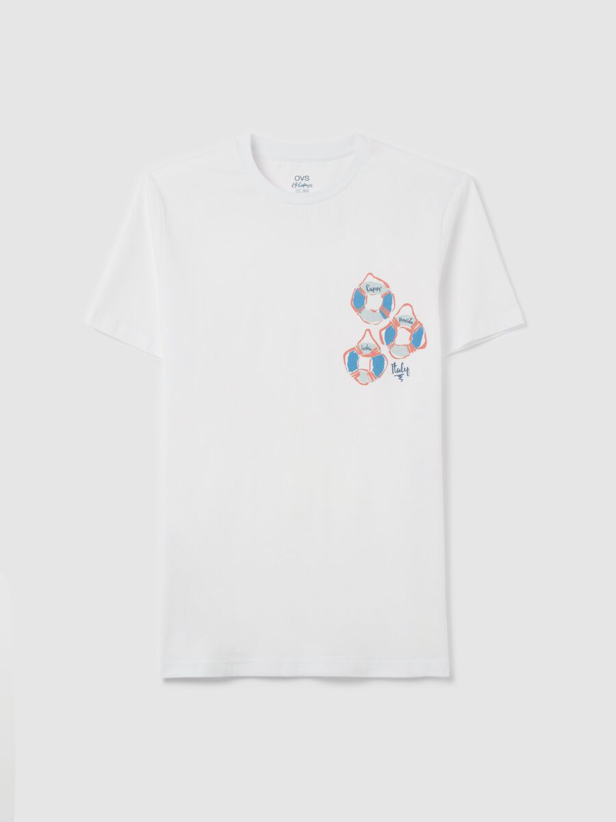 Cotton T-shirt with coastal cities motif print_4