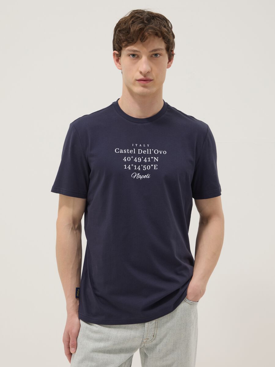 Blue pure cotton regular-fit short-sleeve T-shirt_0