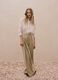 Beige viscose blend flare trousers_0