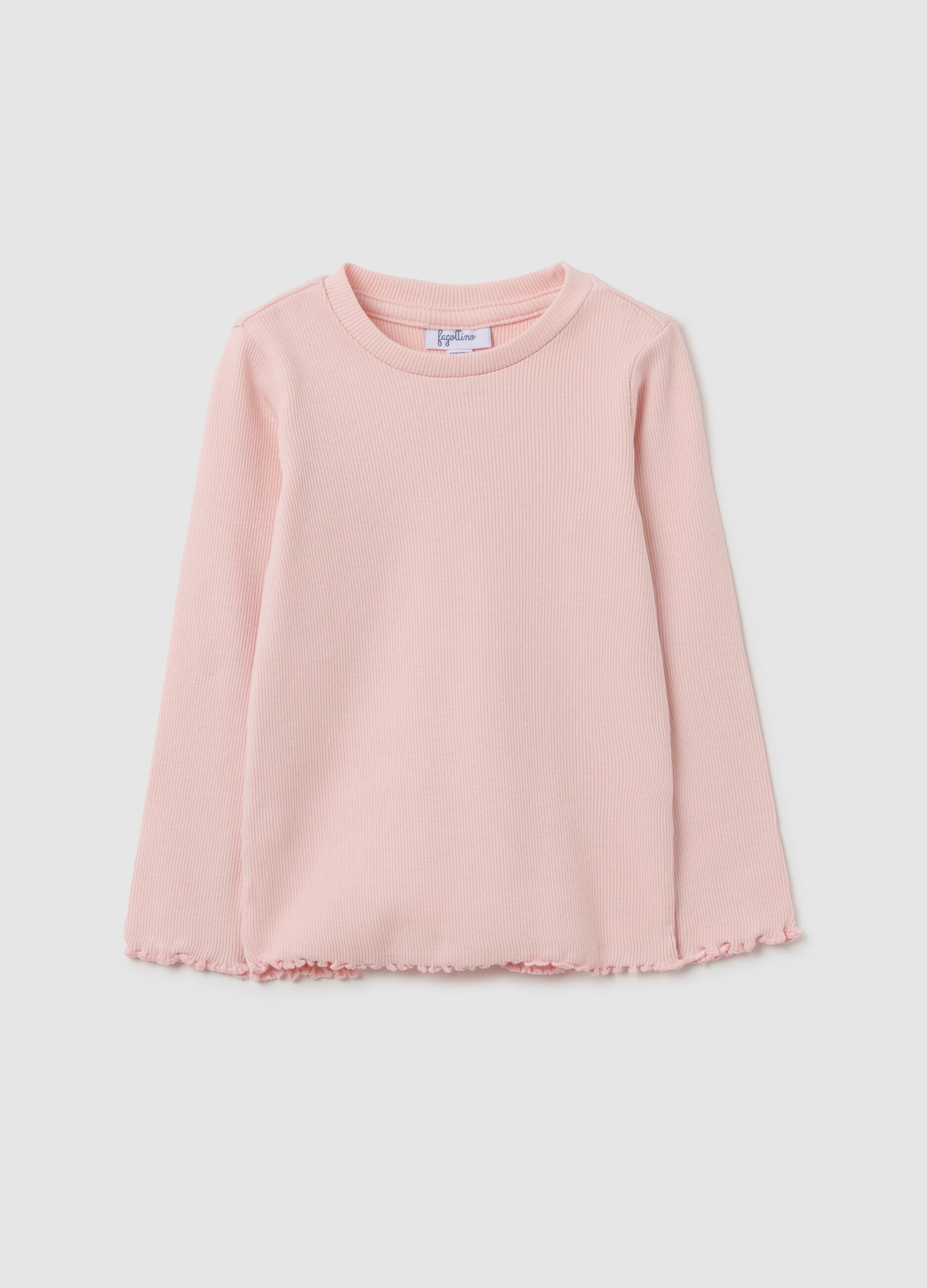 Baby girl stretchy cotton top in pink regular fit