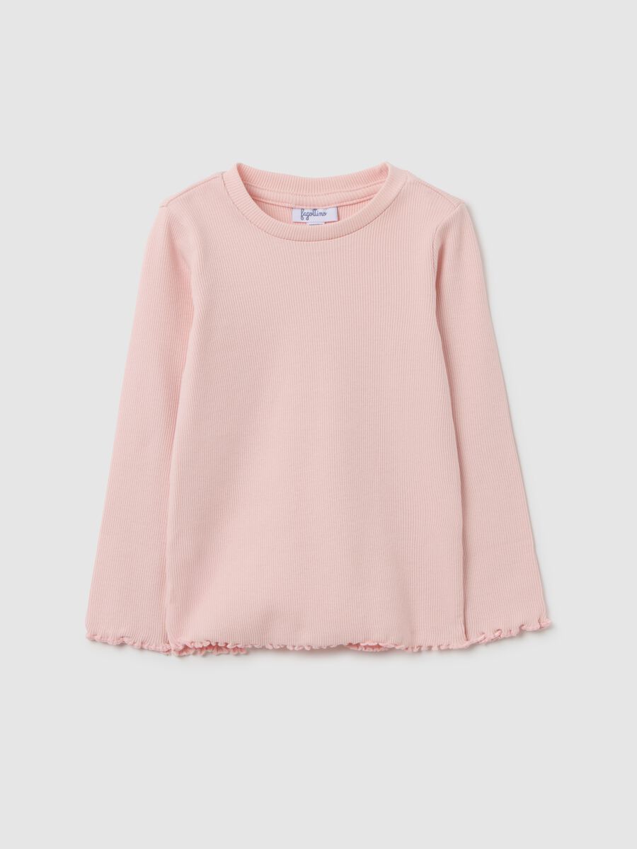 Baby girl stretchy cotton top in pink regular fit_0