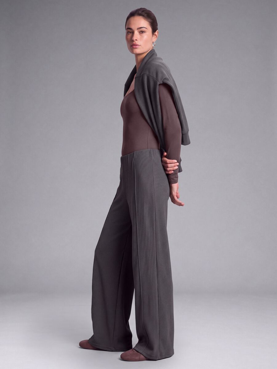 Pantaloni grigi wide leg in modal elasticizzato ALTAVIA STUDIO_1