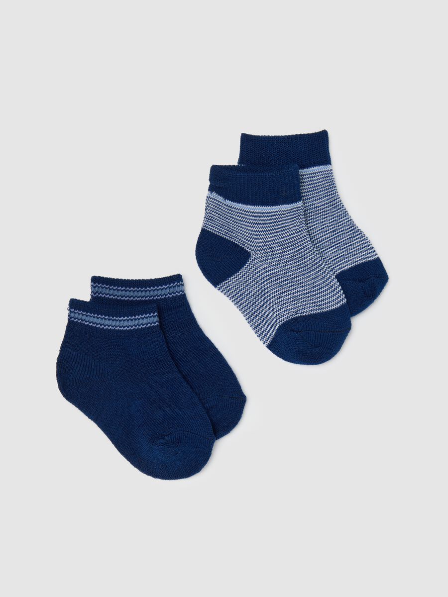 Short Blue and Striped Fagottino Socks_0