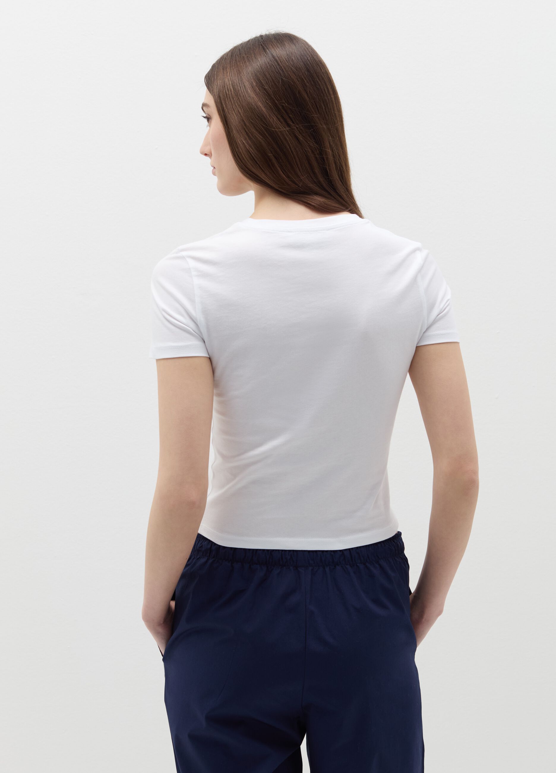 Crop T-shirt with lettering print