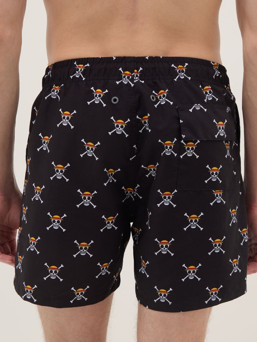 Black Swim Shorts with One Piece Prints_2