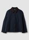 Blue pure cotton jacket with contrasting collar, regular fit_0
