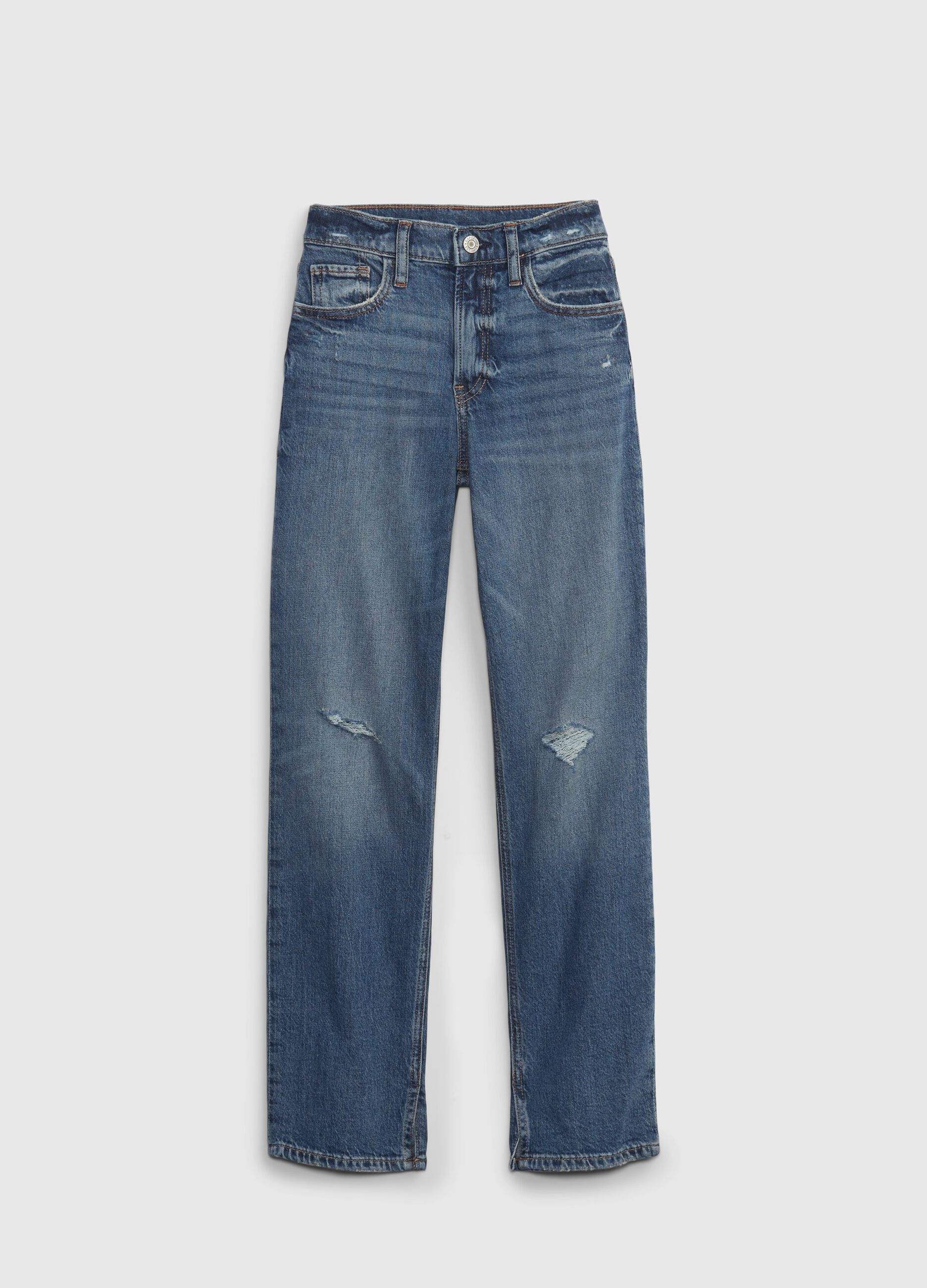 Straight-fit jeans with abrasions