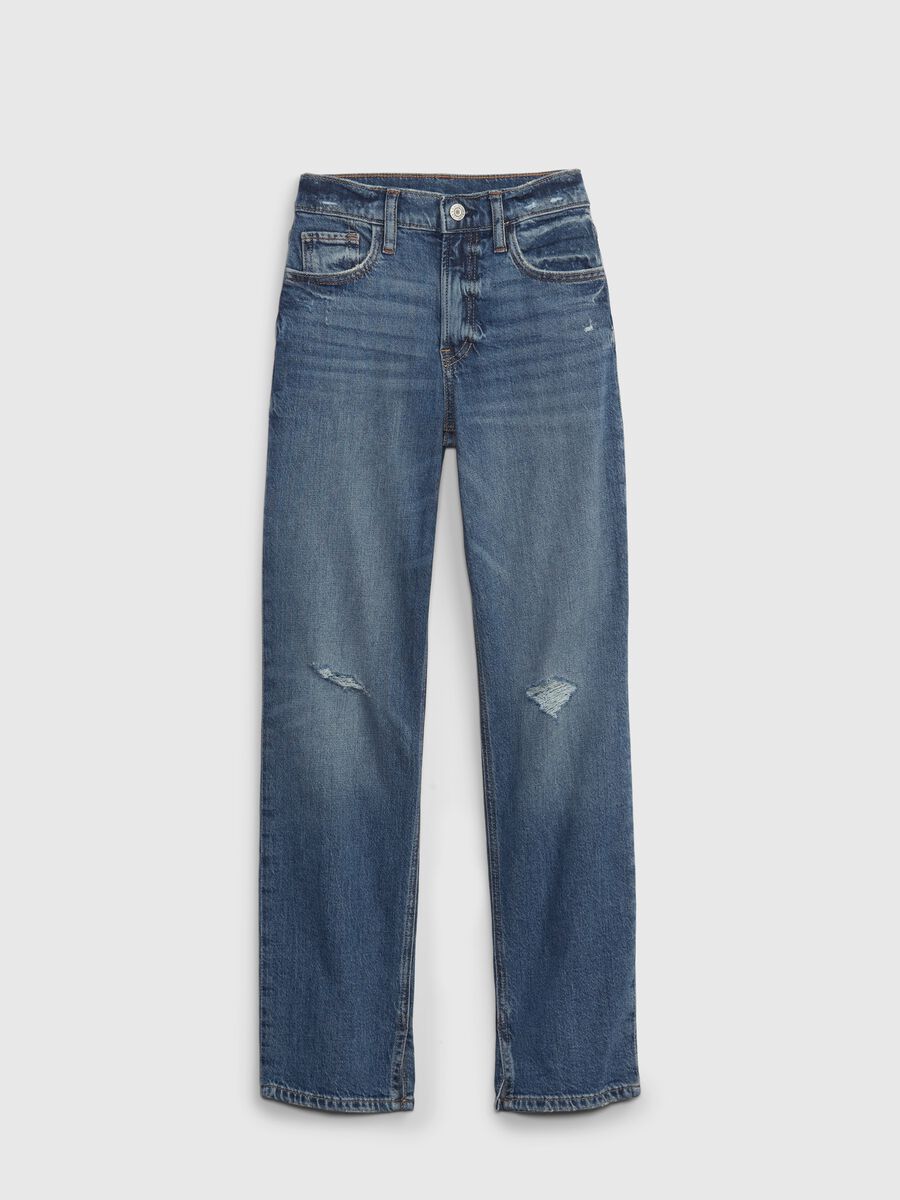 Jeans straight fit con abrasioni_0