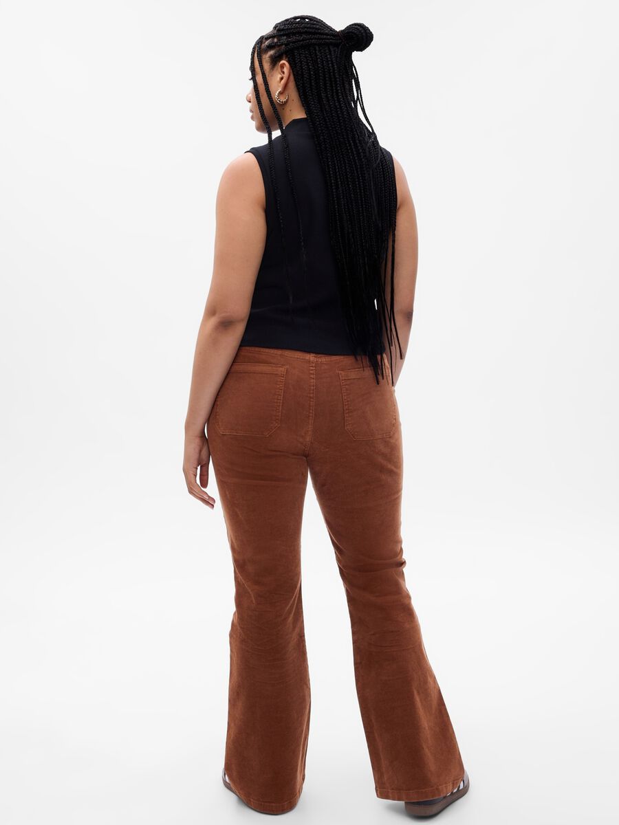Pantaloni flare fit a vita alta in corduroy_4