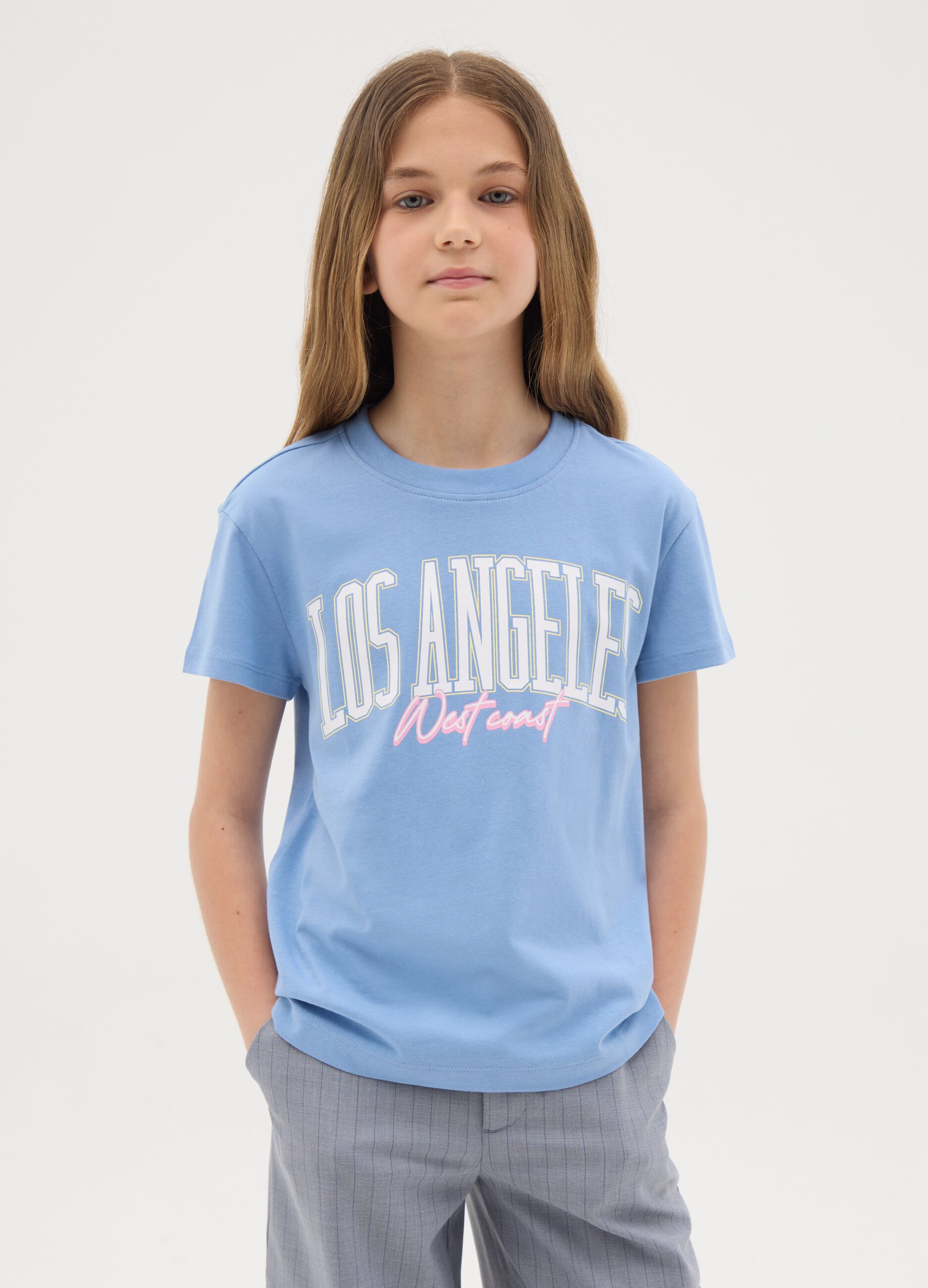 Black cotton T-shirt with lettering print
