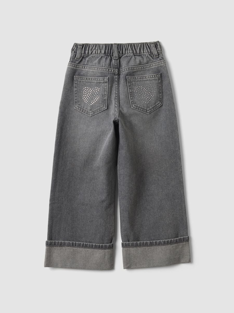 Jeans denim grigi in puro cotone straight fit per bambina_1