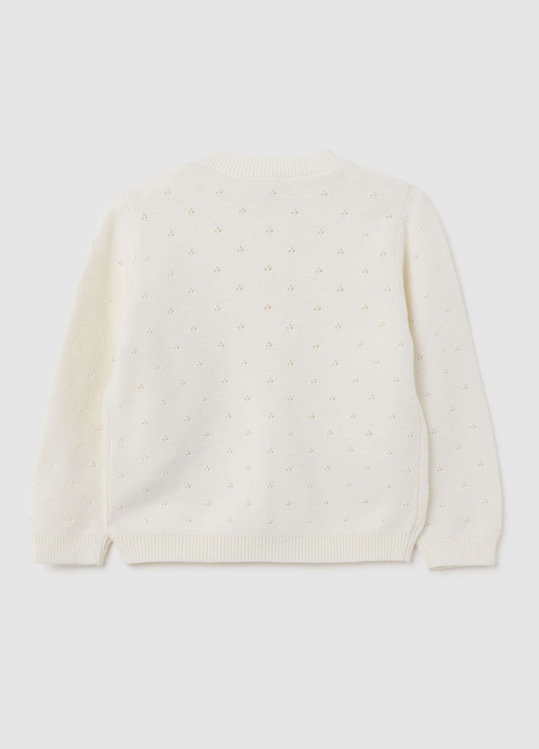 Girls' white pure cotton regular fit cardigan