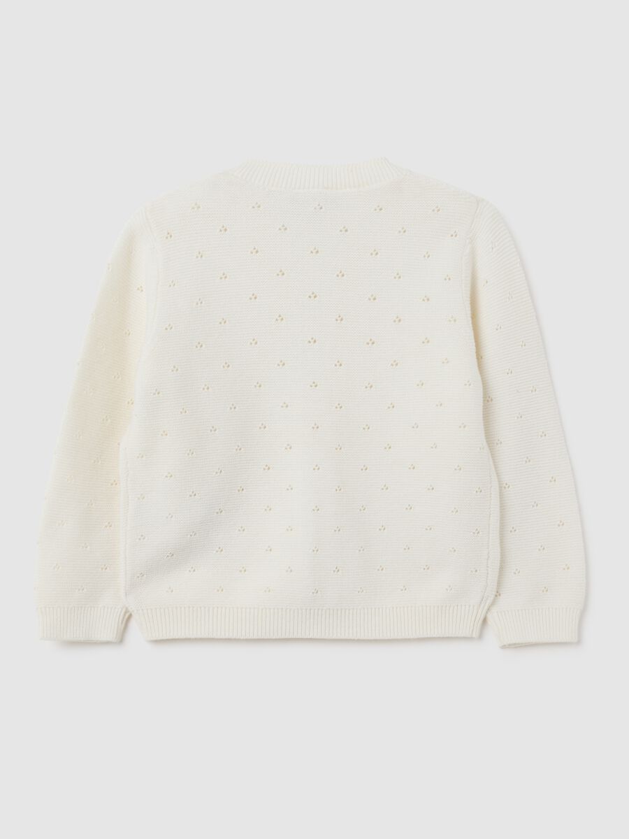 Girls' white pure cotton regular fit cardigan_1