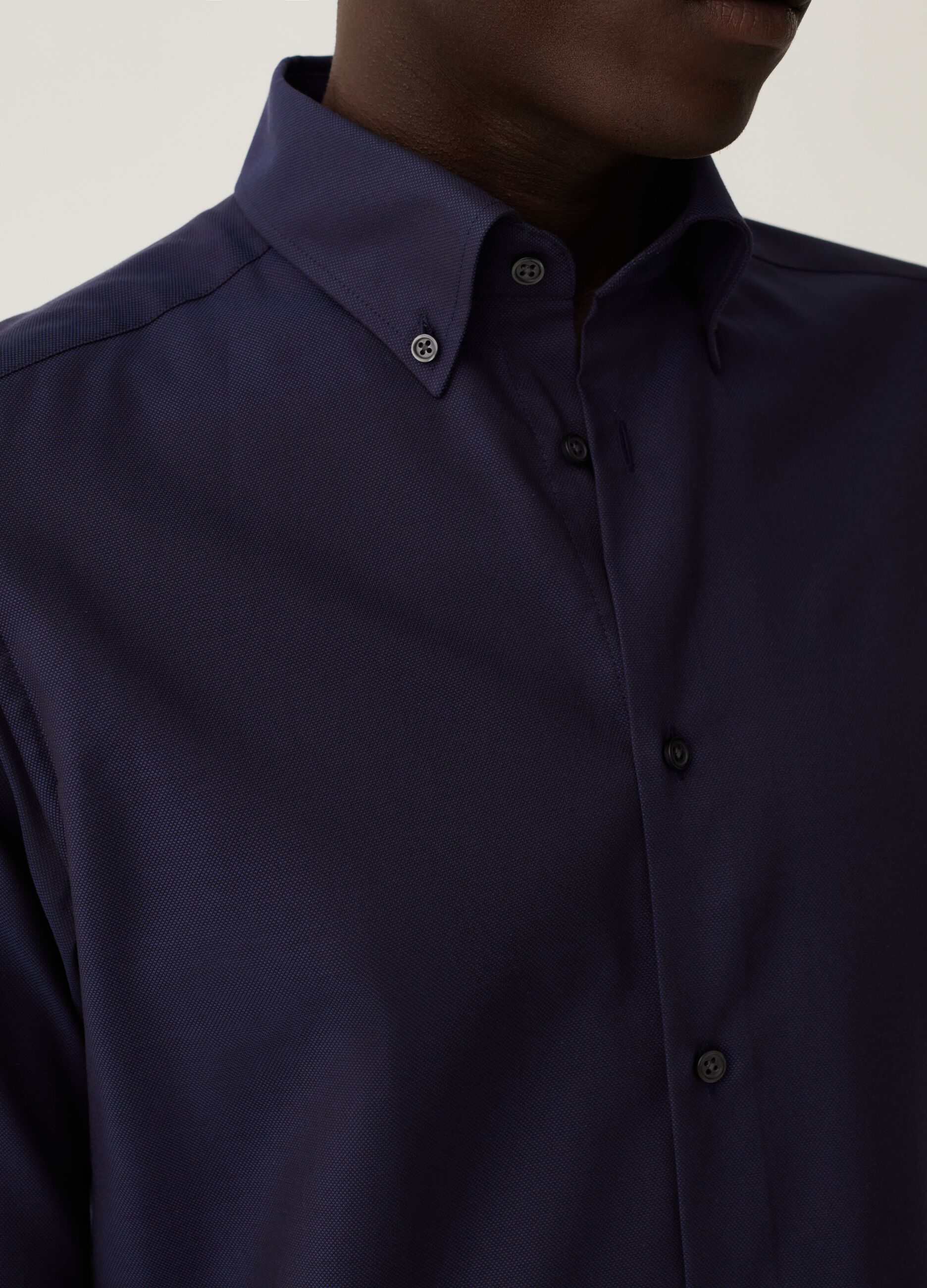 Camicia slim fit in cotone piquet_3
