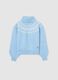 Girls' Light Blue Regular Fit Turtleneck Sweater with Jacquard Pattern_3