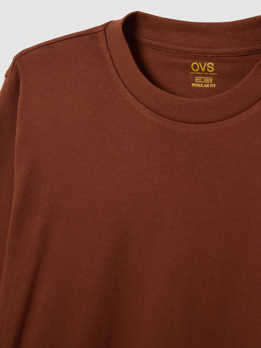 T-shirt in puro cotone marrone regular fit_5