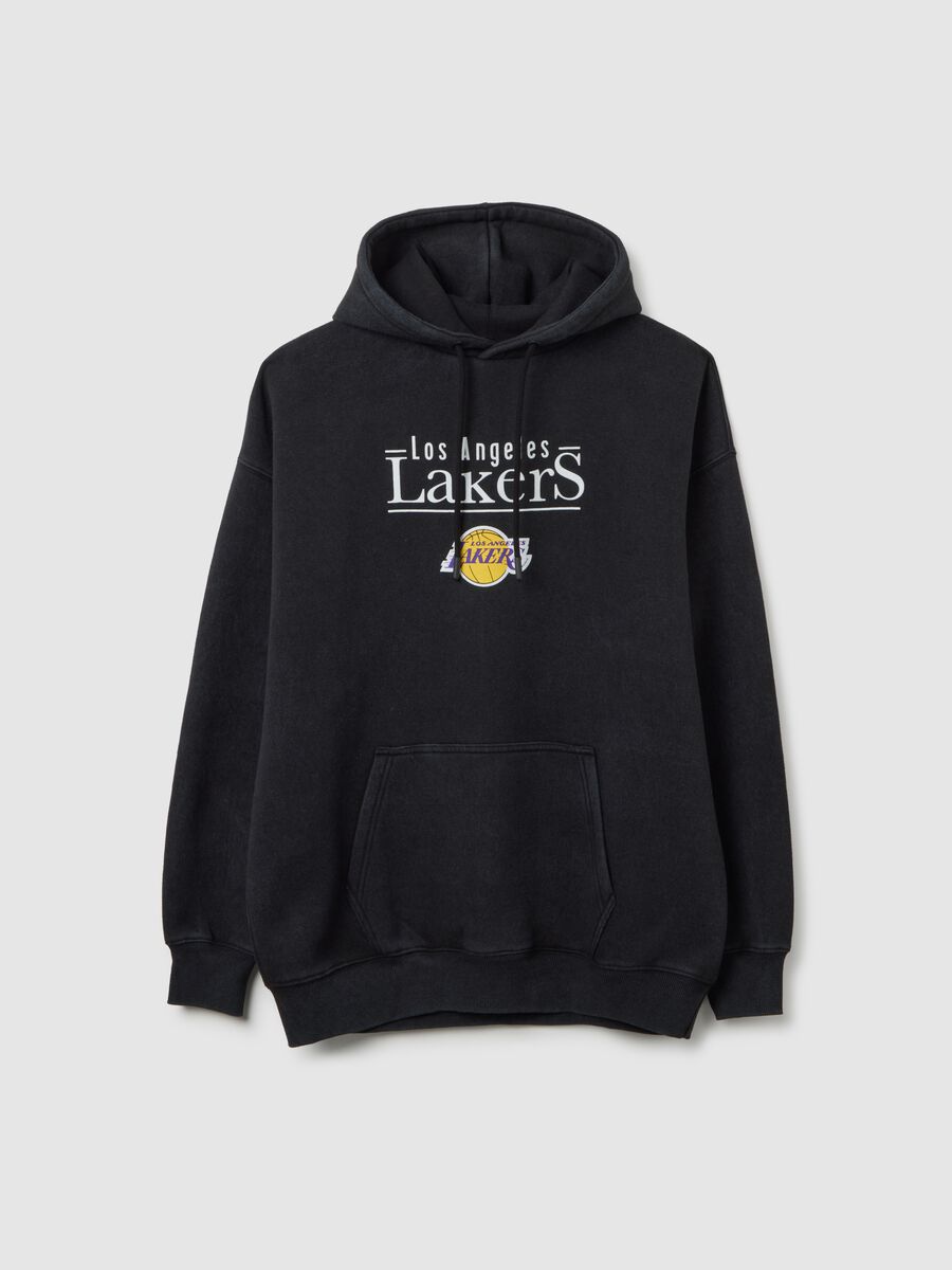 Black cotton blend sweatshirt with Los Angeles Lakers print_4