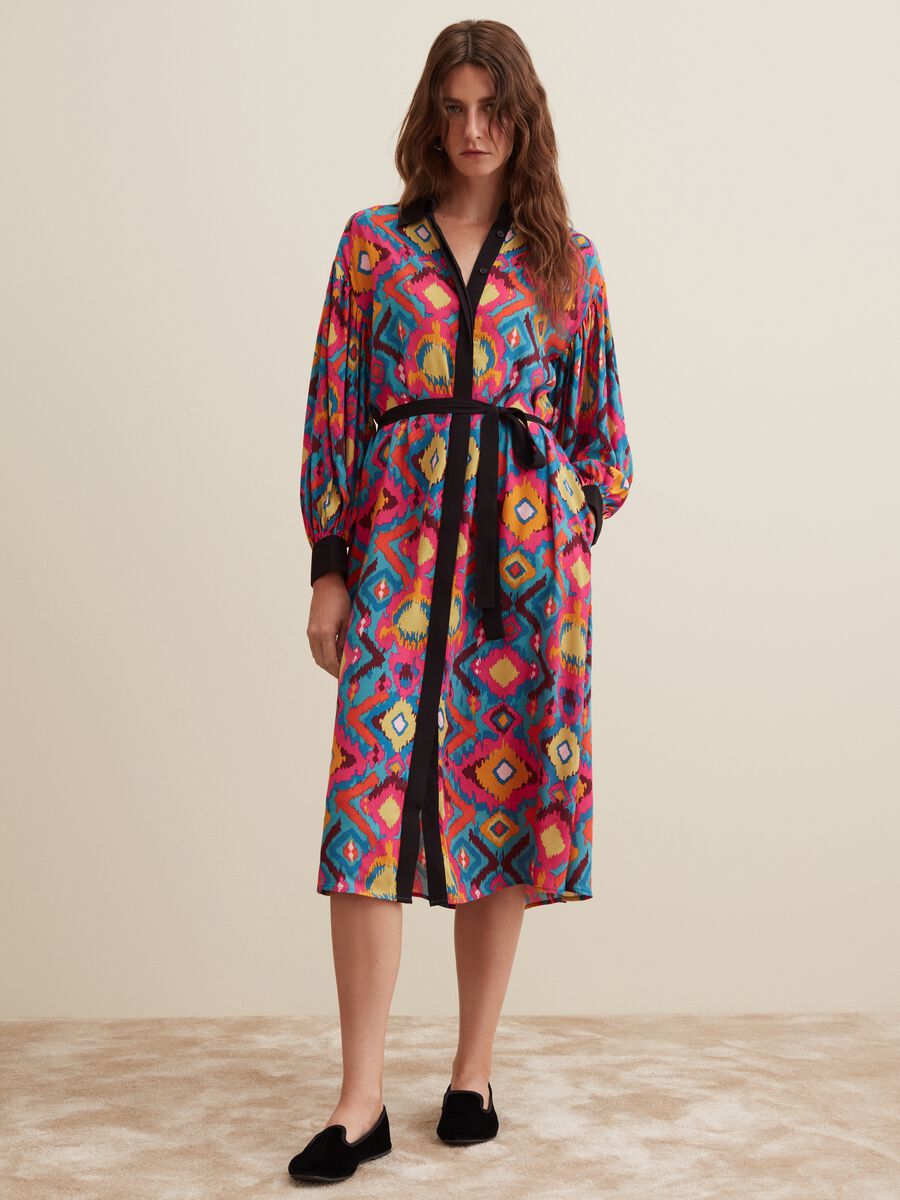 Abito chemisier con fantasia ikat_0