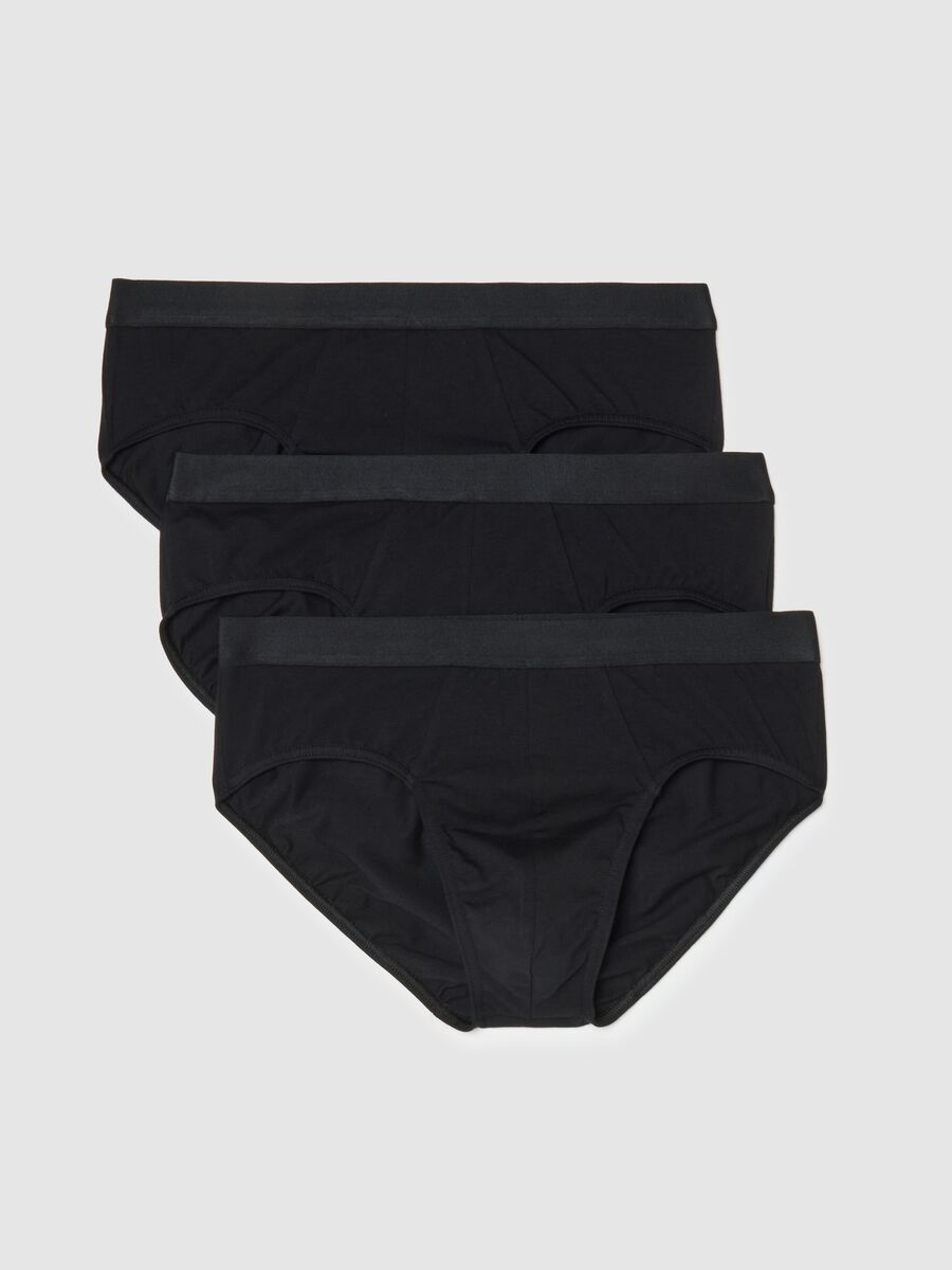 Pack of three black stretch cotton briefs regular fit_4