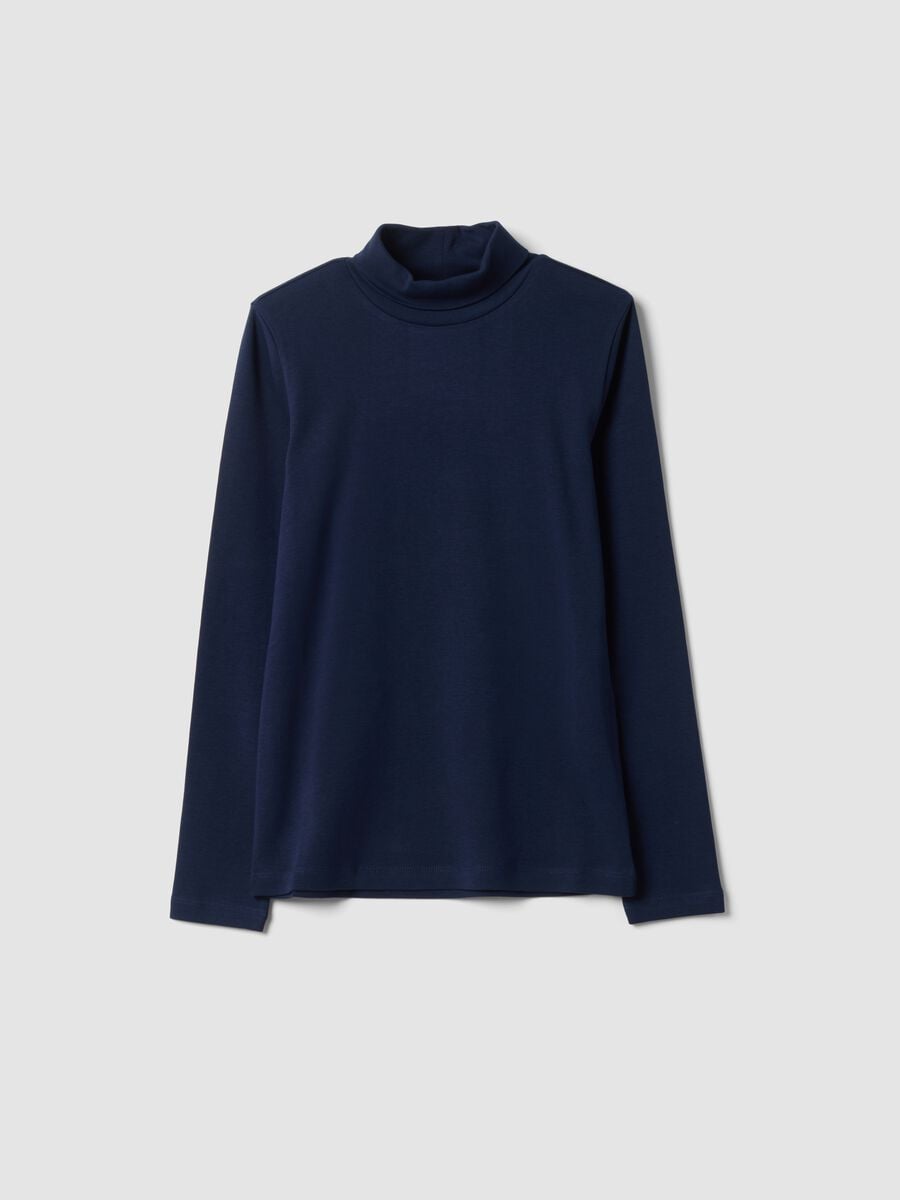 Midnight blue organic cotton roll-neck jumper_0