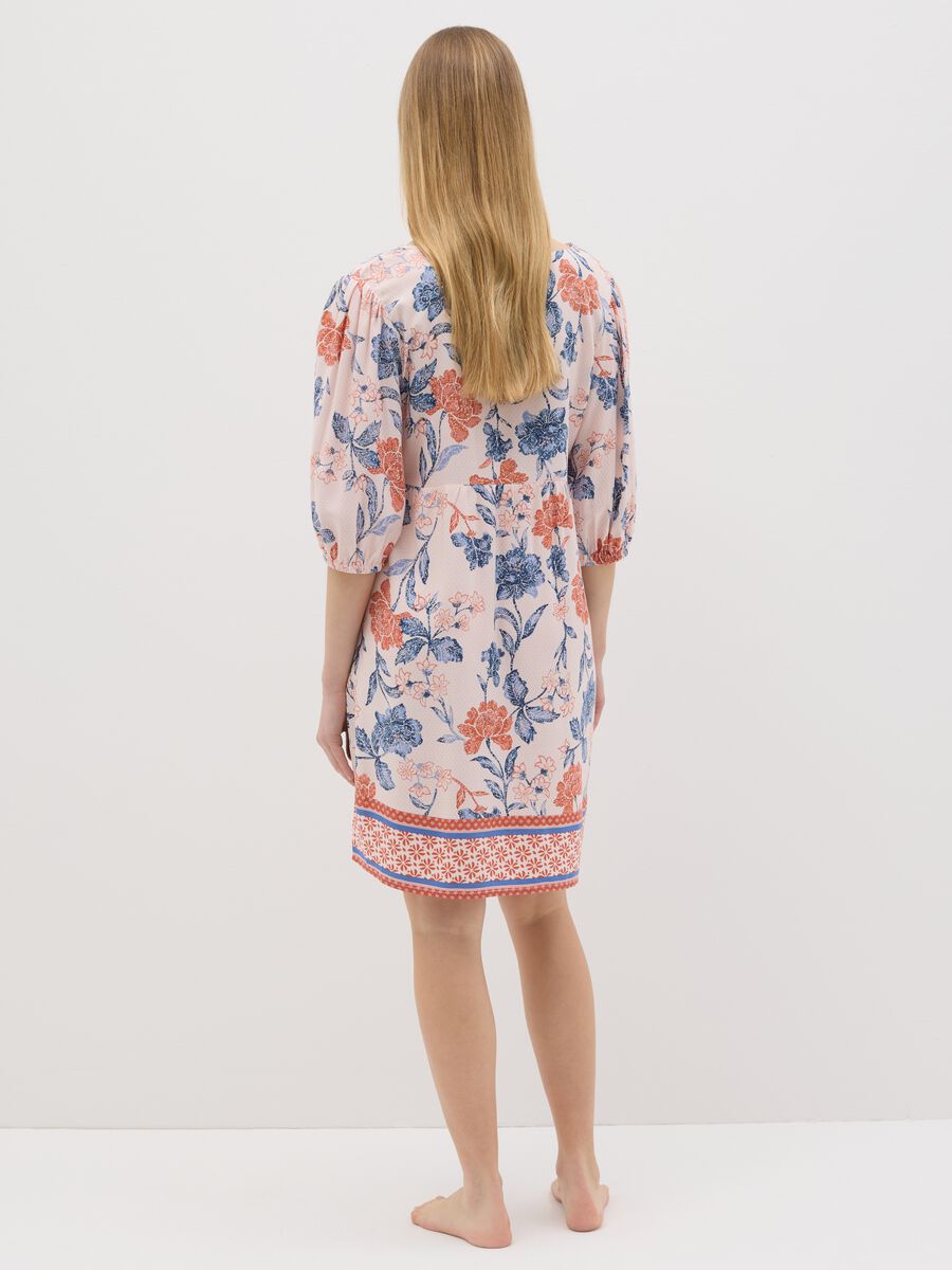 Orange and light blue nightdress with floral print_2