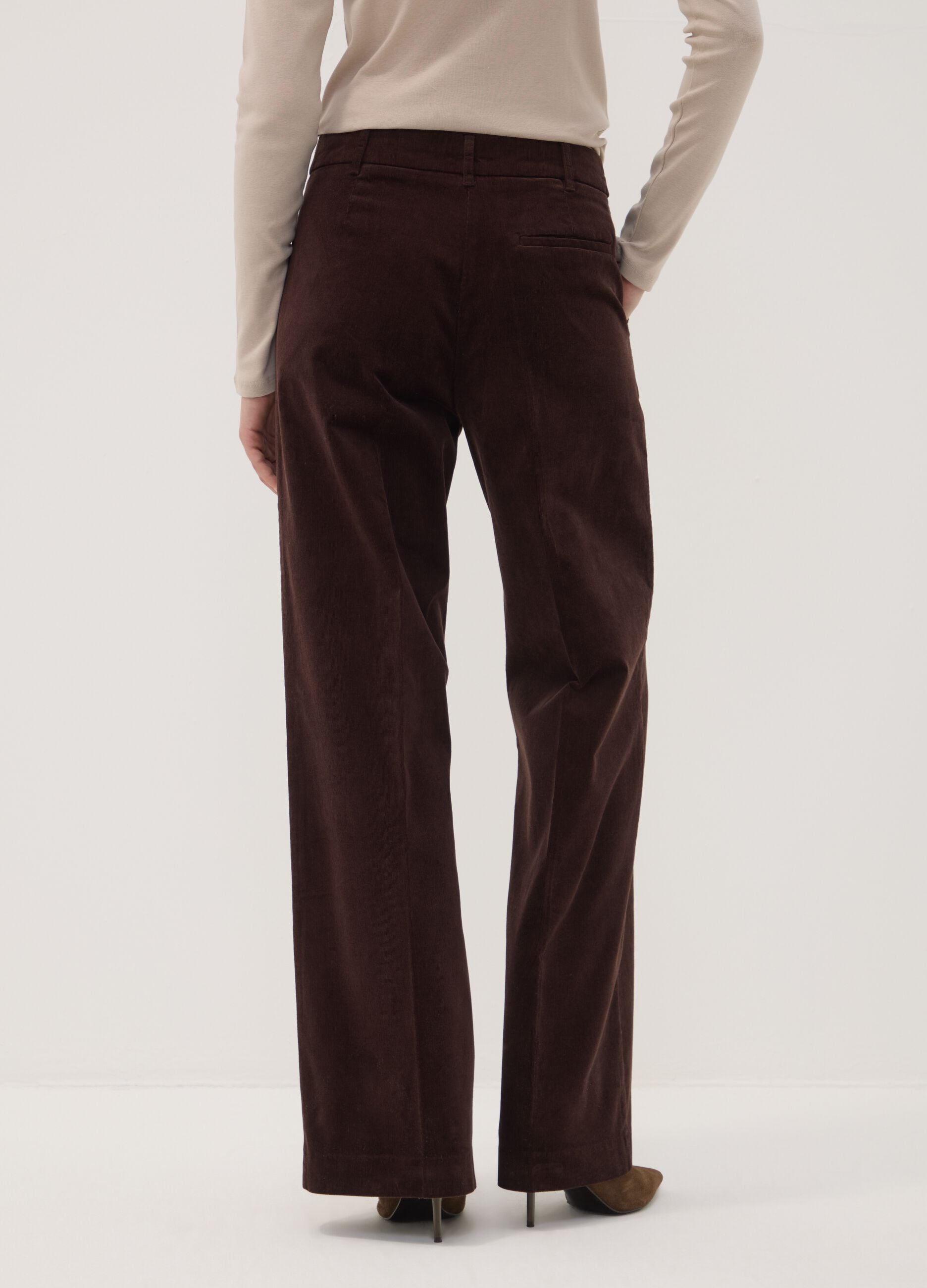 Brown The Iconic Pants straight-fit ribbed stretch-cotton trousers