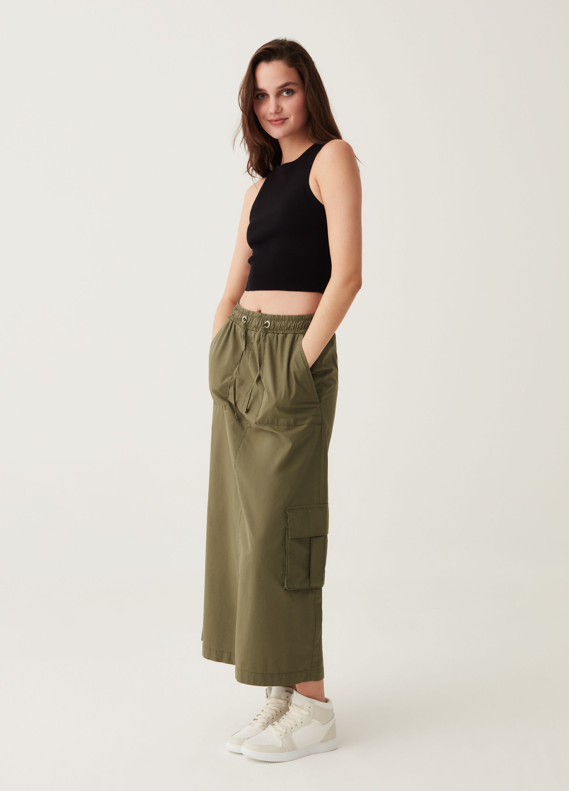 Gonna lunga verde new arrivals militare