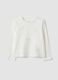 White pure organic cotton T-shirt with butterfly print for girls_0