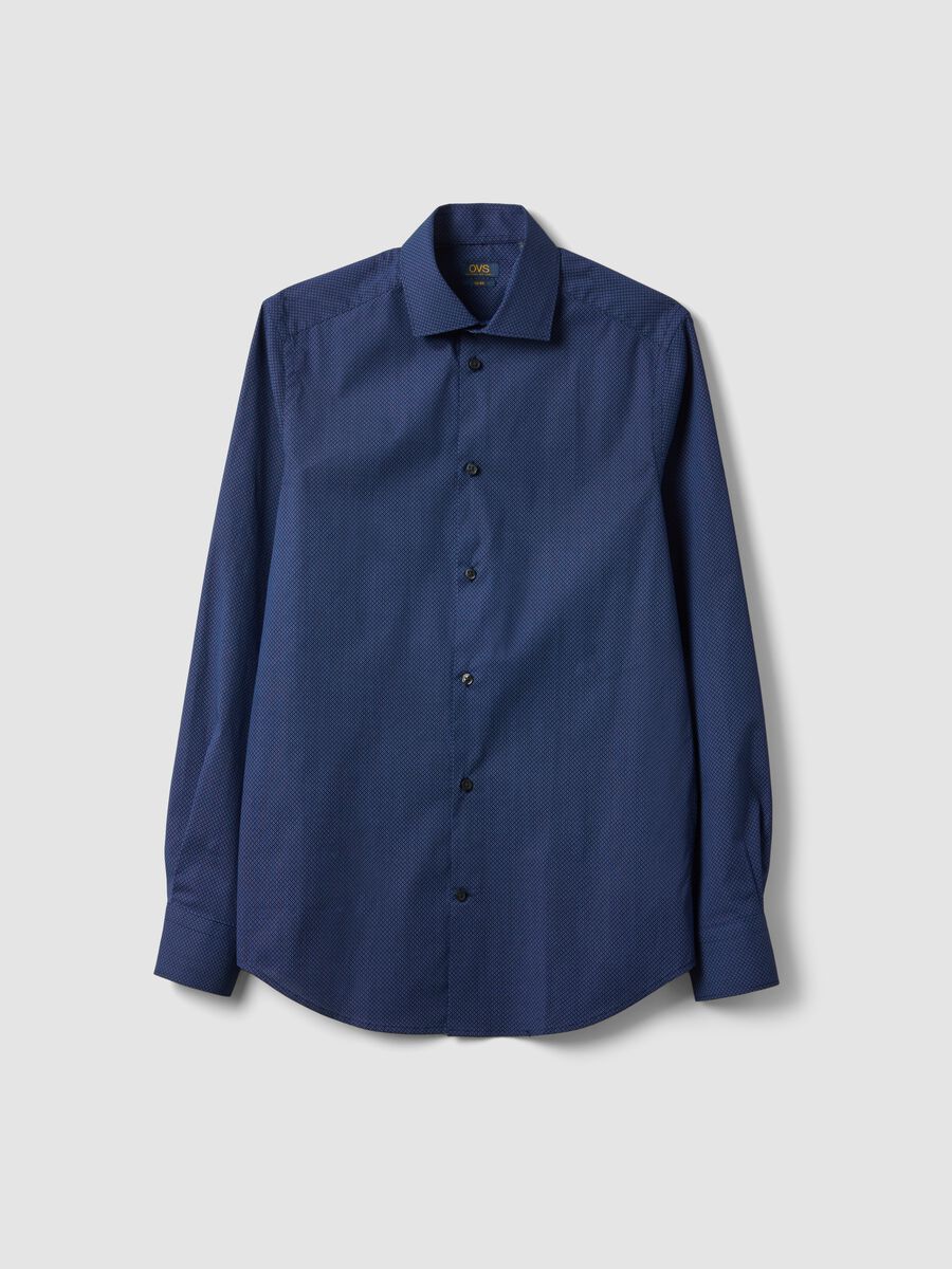 Camicia blu in popeline di cotone elasticizzato slim fit_4