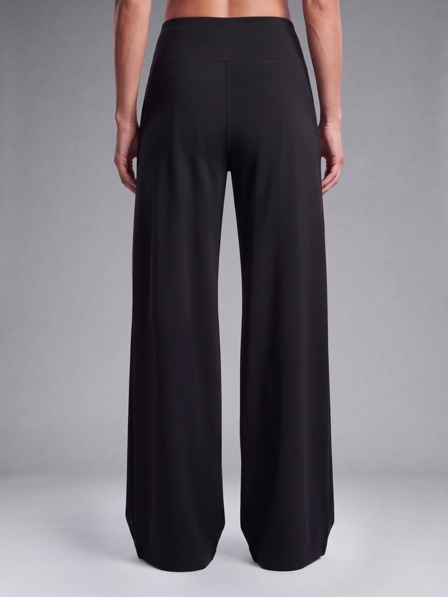 Pantaloni neri in tessuto elasticizzato wide leg_3