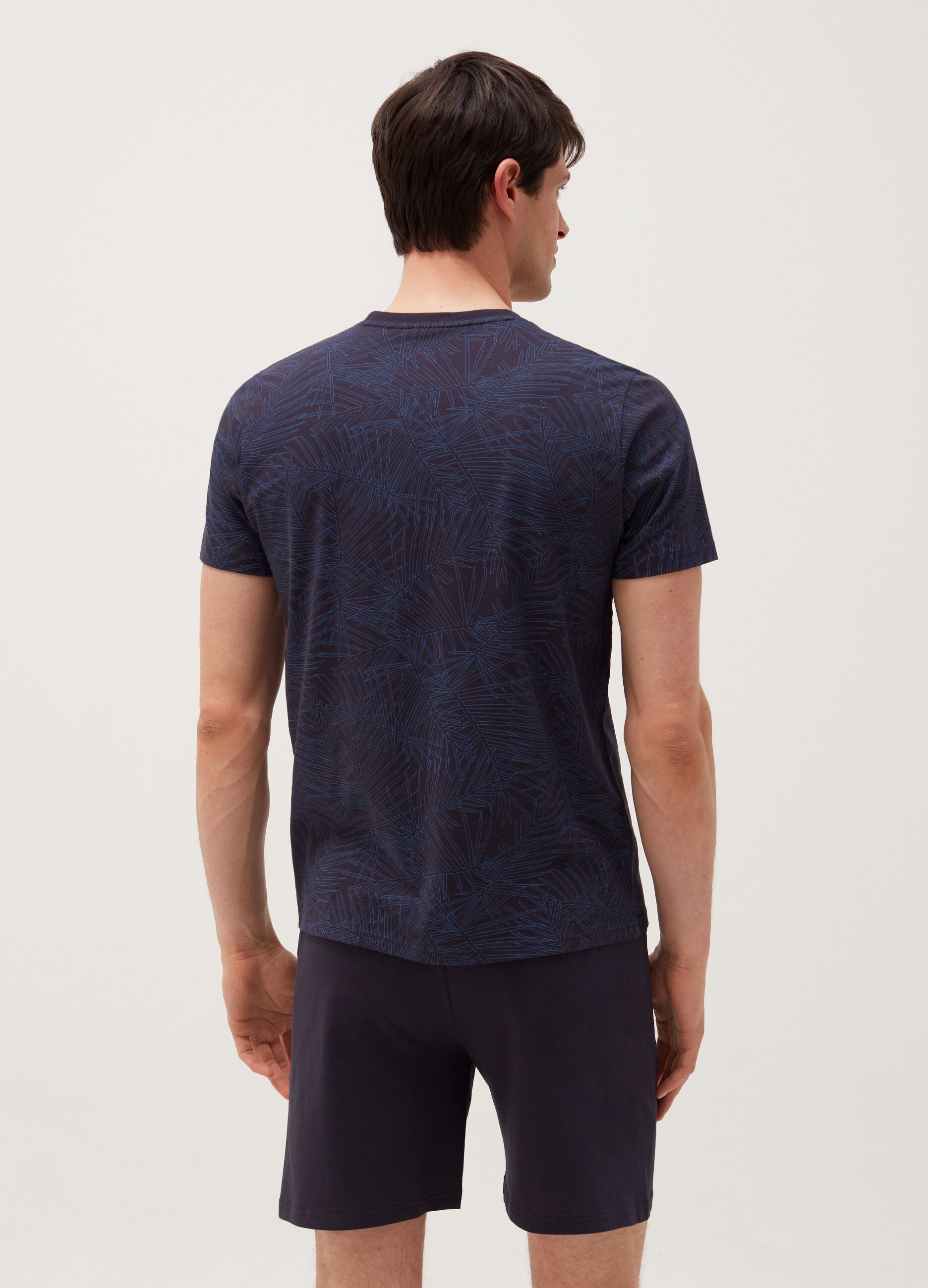 Short pyjamas with round-neck patterned top