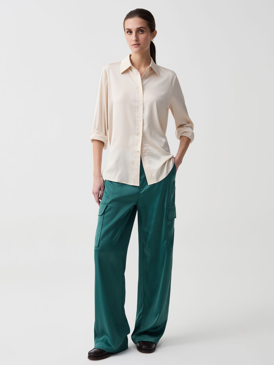 Cargo trousers in satin_0