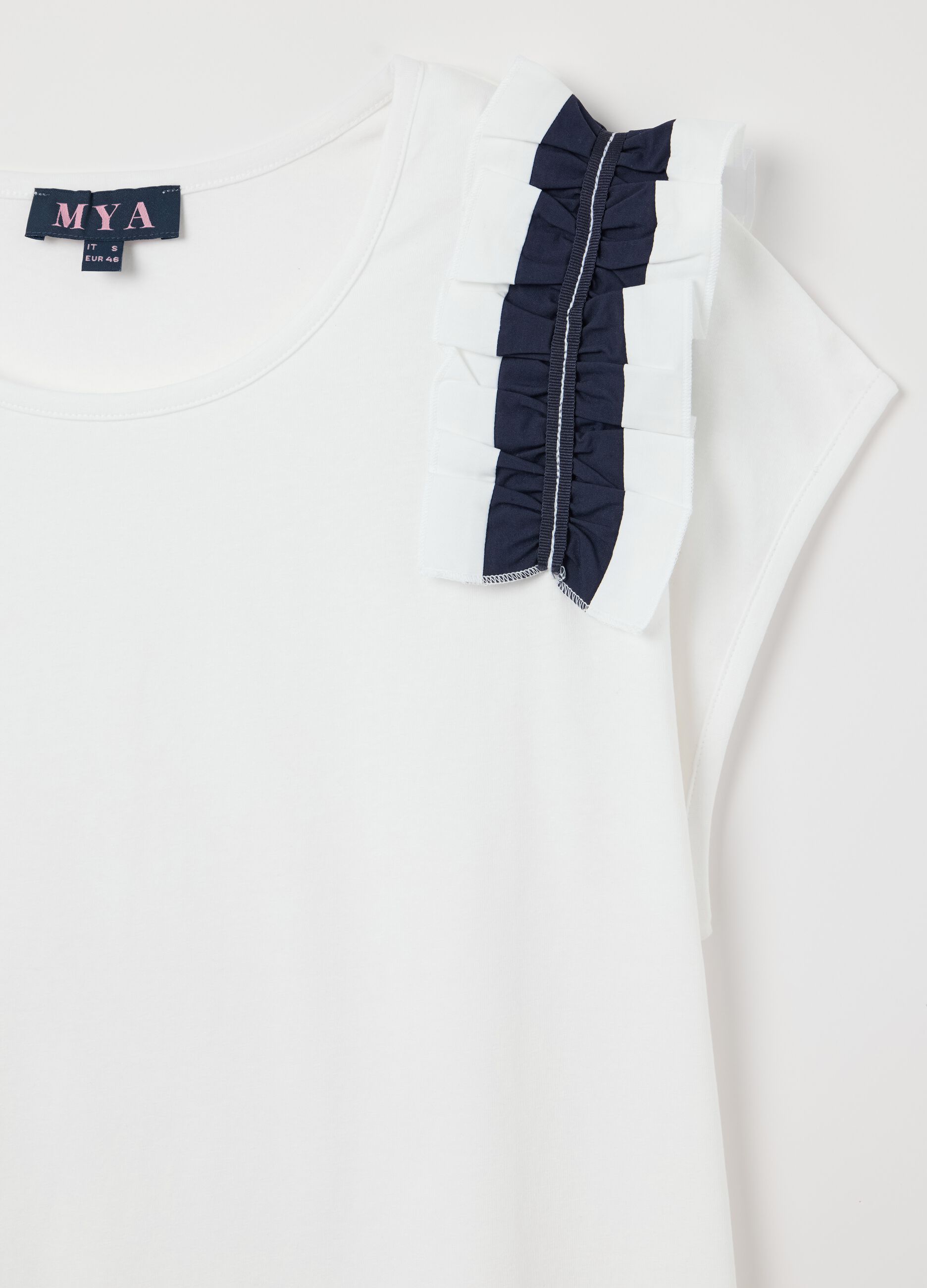 T-shirt da donna in cotone elasticizzato bianca regular fit 