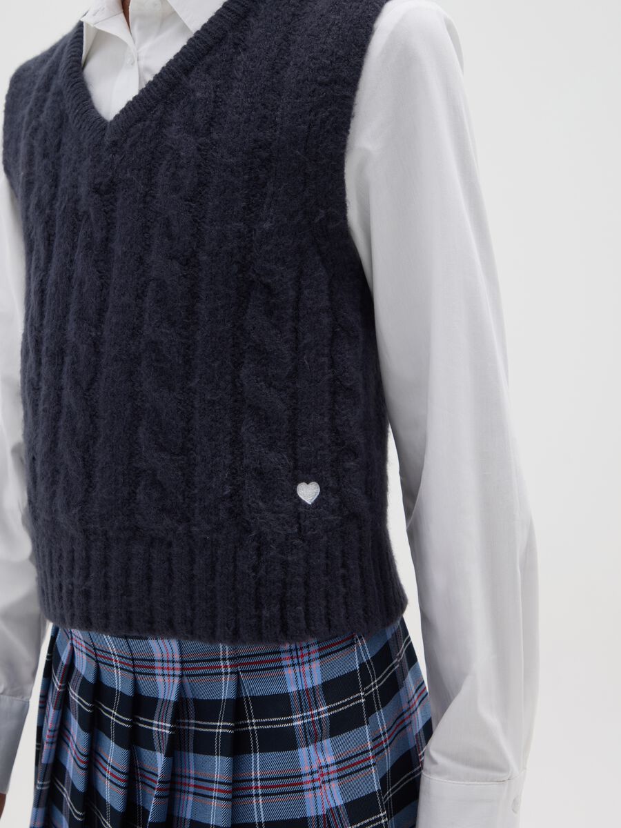 Gilet da ragazze blu con trama jersey_2