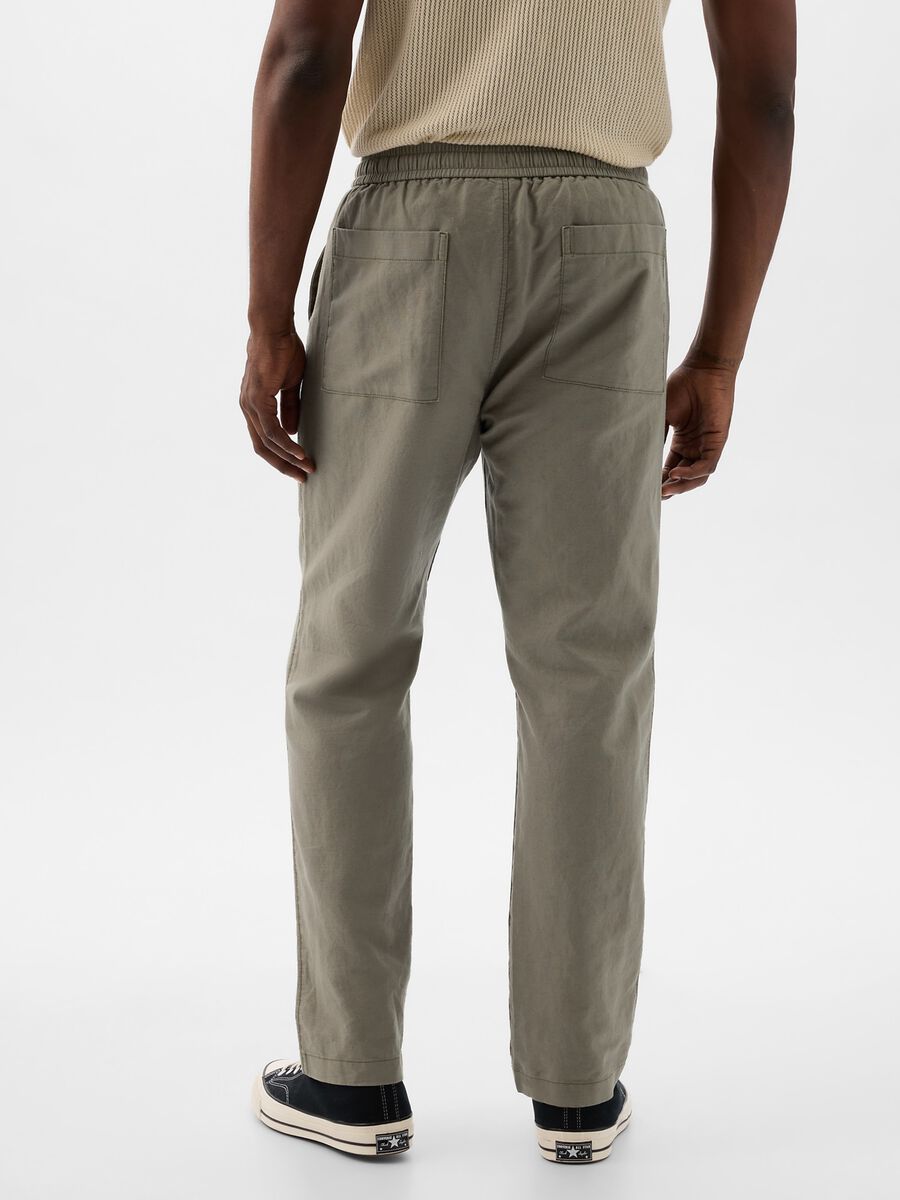 Pull-on trousers in linen and cotton_2