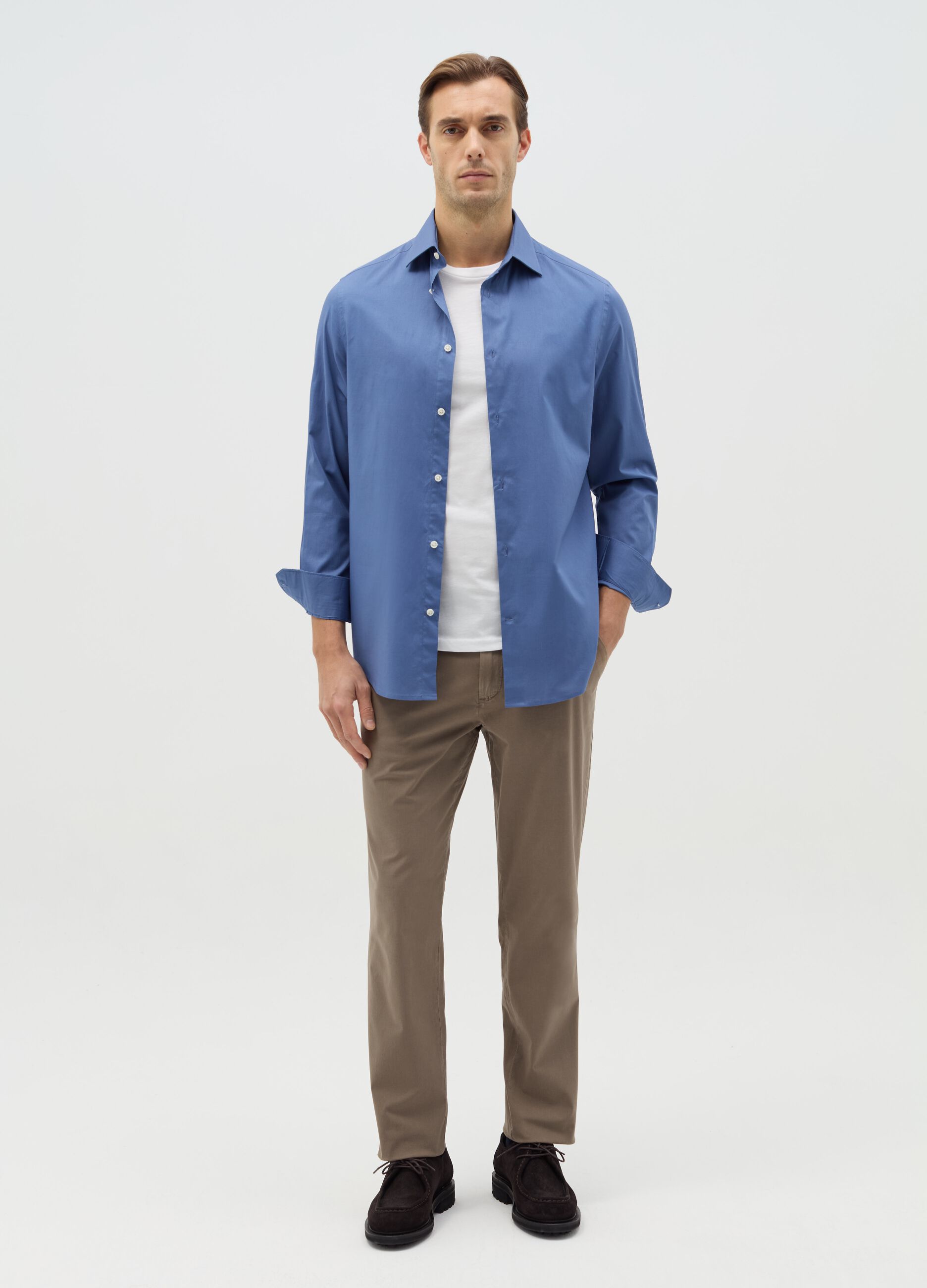 Stretch cotton chino trousers