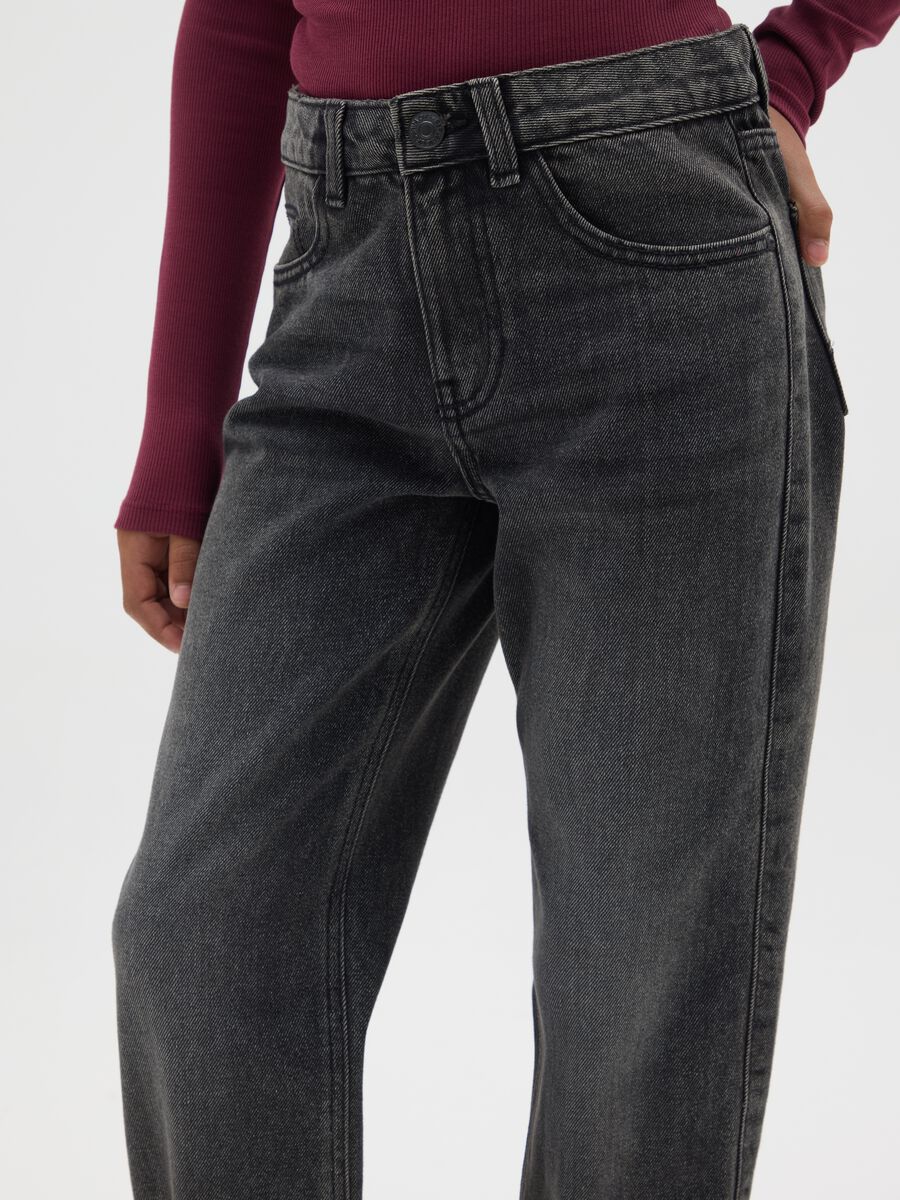 Jeans da ragazza in misto cotone nero straight fit_3